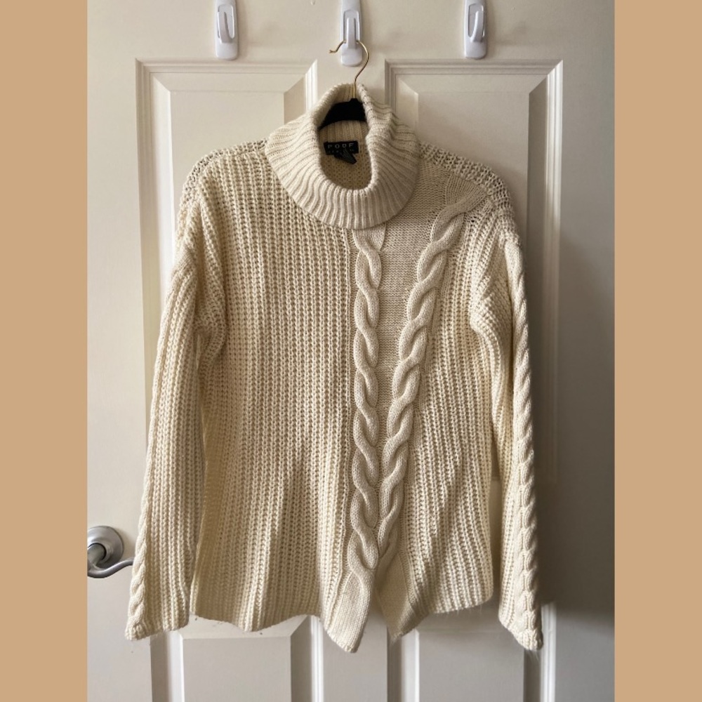 Cream Knit Turtleneck Sweater